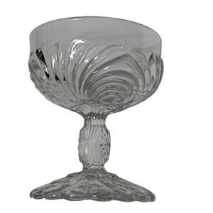 Retro Dessert Cup 4.5" tall Clear Glass 3.75" diameter Floral Swirl Pattern